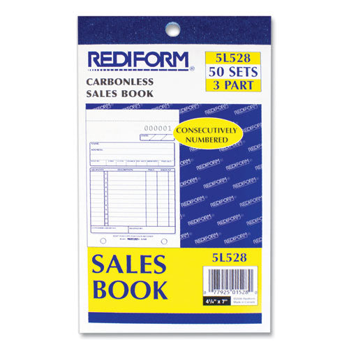 Image of Rediform® Sales Book, 12 Lines, Three-Part Carbonless, 4.25 x 6.38, 50 Forms Total
