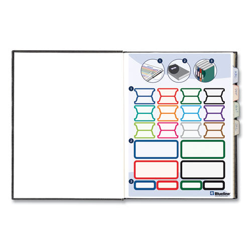 Image of Blueline® Business Notebook with Self-Adhesive Labels, 1-Subject, Medium/College Rule, Black Cover, (192) 9.25 x 7.25 Sheets