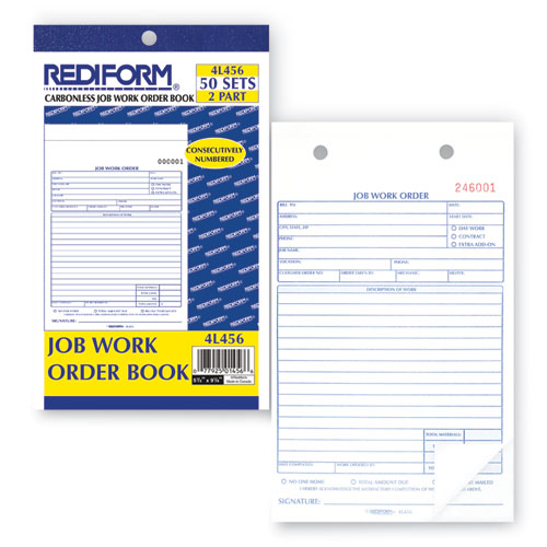 Image of Rediform® Job Work Order Book, Two-Part Carbonless, 5.5 x 8.5, 50 Forms Total