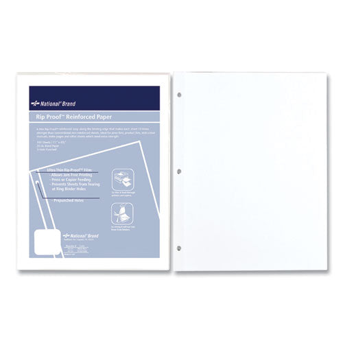 Image of National® Rip Proof Reinforced Filler Paper, 3-Hole, 8.5 X 11, Unruled, 100/pack