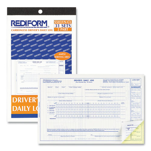 Image of Rediform® Driver's Daily Log Book, Two-Part Carbonless, 8.75 x 5.38, 31 Forms Total
