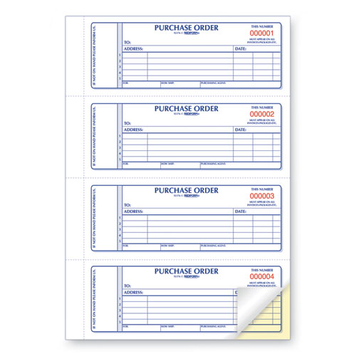 Image of Rediform® Purchase Order Book, 5 Lines, Two-Part Carbonless, 7 x 2.75, 4 Forms/Sheet, 400 Forms Total