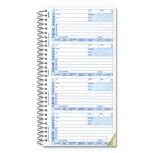 Image of Rediform® Telephone Message Book, Two-Part Carbonless, 5 x 2.75, 4 Forms/Sheet, 400 Forms Total