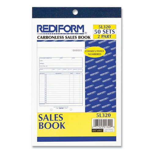 Image of Rediform® Sales Book, 15 Lines, Two-Part Carbonless, 5.5 x 7.88, 50 Forms Total