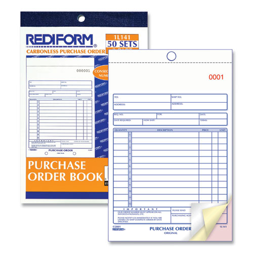 Image of Rediform® Purchase Order Book, 12 Lines, Three-Part Carbonless, 5.5 x 7.88, 50 Forms Total