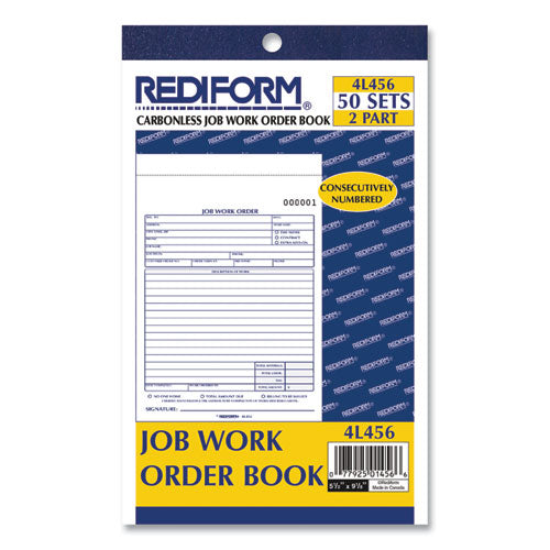 Image of Rediform® Job Work Order Book, Two-Part Carbonless, 5.5 x 8.5, 50 Forms Total