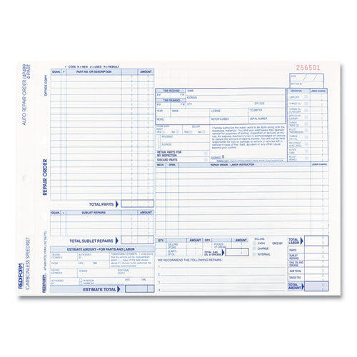 Image of Rediform® Speediset Four-Part Auto Repair Form, Four-Part Carbonless, 11 x 8.5, 50 Forms Total