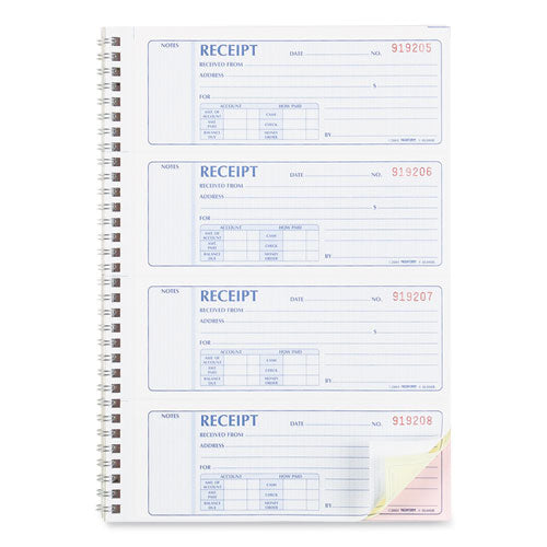 Image of Rediform® Money Receipt Book, FormGuard Cover, Three-Part Carbonless, 7 x 2.75, 4 Forms/Sheet, 100 Forms Total