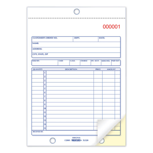 Image of Rediform® Sales Book, 15 Lines, Two-Part Carbonless, 5.5 x 7.88, 50 Forms Total