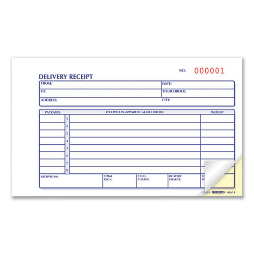 Image of Rediform® Delivery Receipt Book, Three-Part Carbonless, 6.38 x 4.25, 50 Forms Total