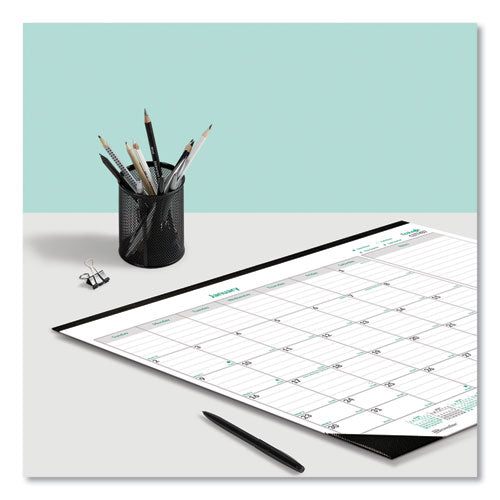 Image of Brownline® EcoLogix Monthly Desk Pad Calendar, 22 x 17, White/Green Sheets, Black Binding/Corners, 12-Month (Jan to Dec): 2025