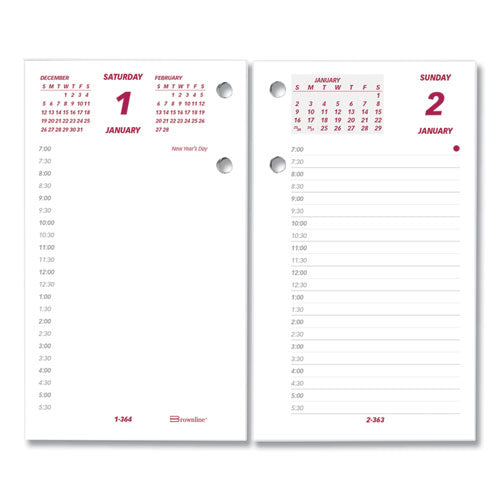 Image of Brownline® Daily Calendar Pad Refill, 6 x 3.5, White/Burgundy/Gray Sheets, 12-Month (Jan to Dec): 2025