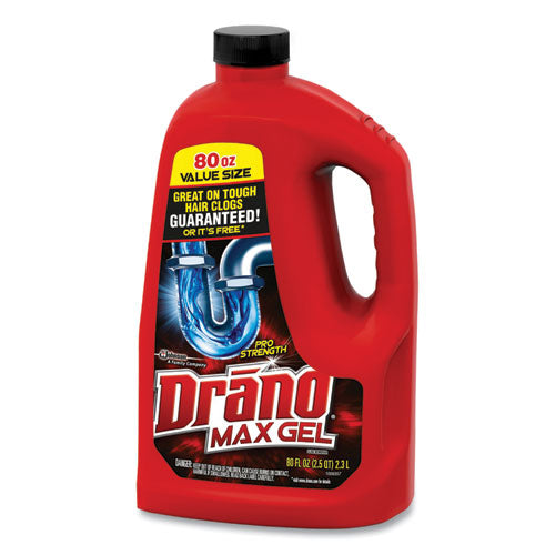Image of Drano® Max Gel Clog Remover, Bleach Scent, 80 Oz Bottle, 6/carton