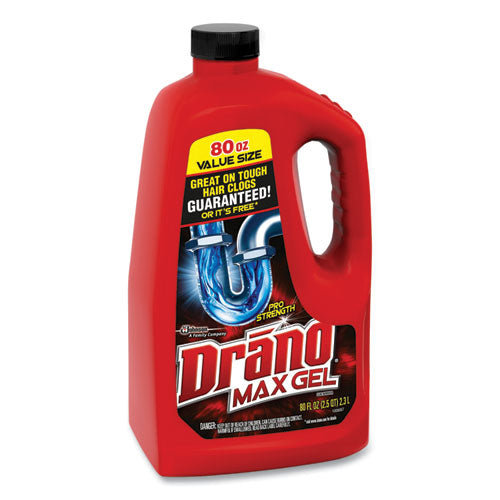Image of Drano® Max Gel Clog Remover, Bleach Scent, 80 Oz Bottle, 6/carton
