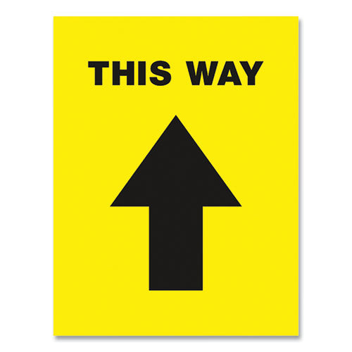 Image of Avery® Social Distancing Floor Decals, 8.5 X 11, This Way, Yellow Face, Black Graphics, 5/pack