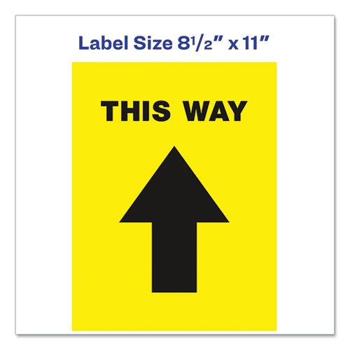 Image of Avery® Social Distancing Floor Decals, 8.5 X 11, This Way, Yellow Face, Black Graphics, 5/pack