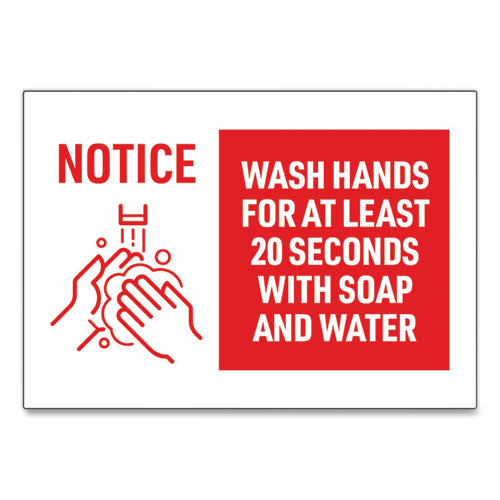 Image of Avery® Preprinted Surface Safe Wall Decals, 10 X 7, Wash Hands For At Least 20 Seconds, White/red Face, Red Graphics, 5/pack