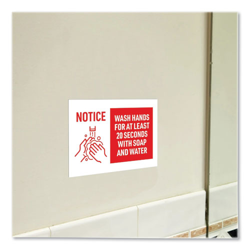 Image of Avery® Preprinted Surface Safe Wall Decals, 10 X 7, Wash Hands For At Least 20 Seconds, White/red Face, Red Graphics, 5/pack