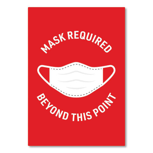 Image of Avery® Preprinted Surface Safe Wall Decals, 7 X 10, Mask Required Beyond This Point, Red Face, White Graphics, 5/pack