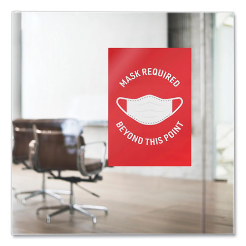 Image of Avery® Preprinted Surface Safe Wall Decals, 7 X 10, Mask Required Beyond This Point, Red Face, White Graphics, 5/pack