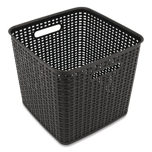 Image of Advantus Plastic Weave Bin, Extra Large, 12.6" X 11.1" X 16.6", Black