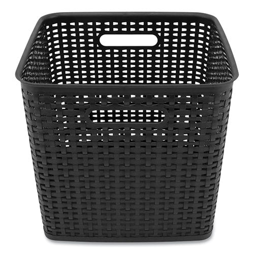 Image of Advantus Plastic Weave Bin, Extra Large, 12.6" X 11.1" X 16.6", Black