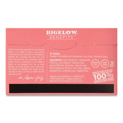 Image of Bigelow® Benefits Rose and Mint Herbal Tea Bags, 0.6 oz Tea Bag, 18/Box