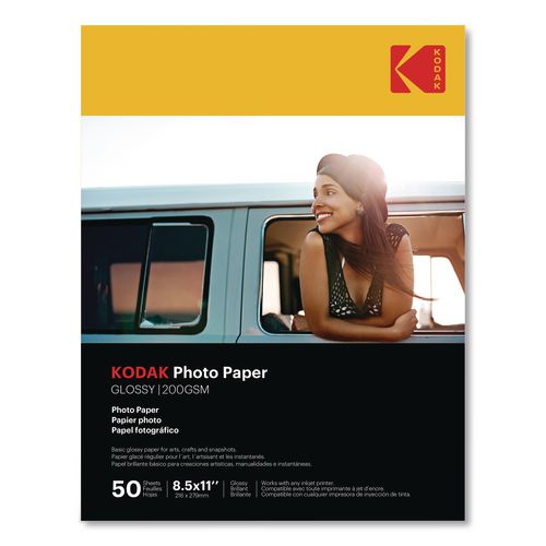 Image of Kodak Photo Paper, 8 Mil, 8.5 X 11, Glossy White, 50/pack