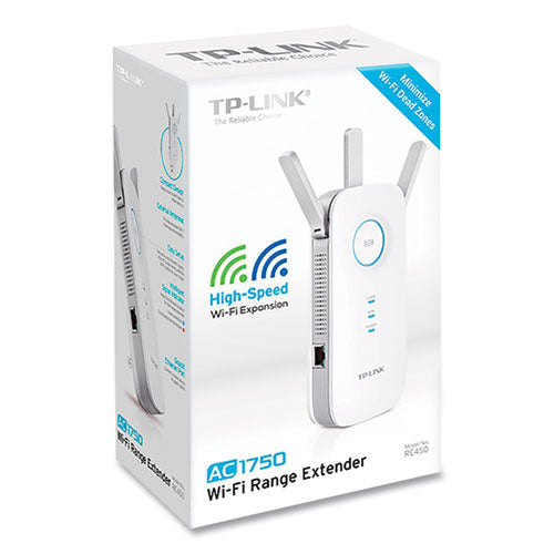 Image of TP-Link Re450 Ac1750 Wi-Fi Range Extender, 1 Port, Dual-Band 2.4 Ghz/5 Ghz
