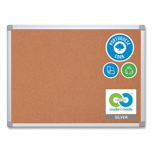 Image of MasterVision® Earth Cork Board, 36" x 24", Tan Surface, Satin Aluminum Frame