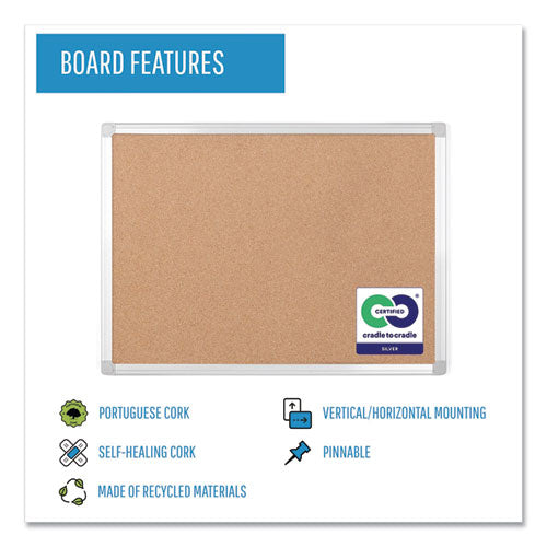 Image of MasterVision® Earth Cork Board, 36" x 24", Tan Surface, Satin Aluminum Frame