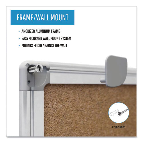 Image of MasterVision® Earth Cork Board, 36" x 24", Tan Surface, Satin Aluminum Frame