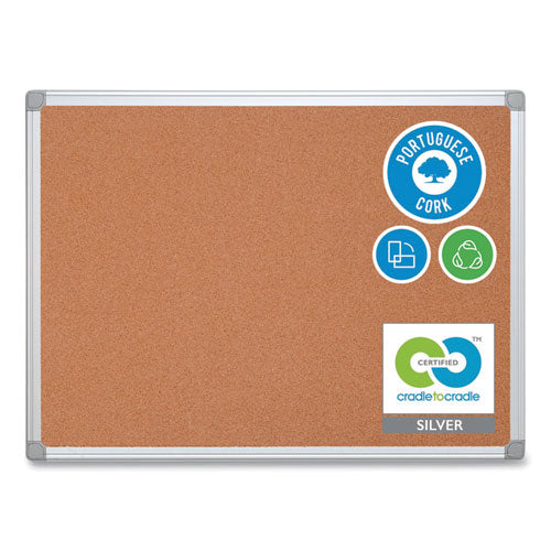 Image of MasterVision® Earth Cork Board, 48" x 36", Tan Surface, Satin Aluminum Frame