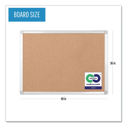 Image of MasterVision® Earth Cork Board, 48" x 36", Tan Surface, Satin Aluminum Frame