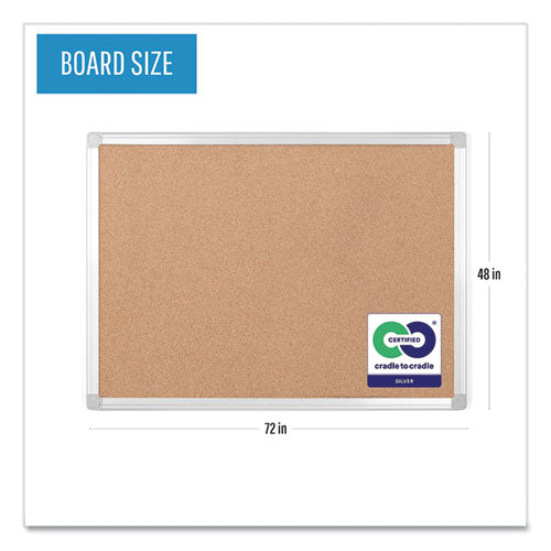 Image of MasterVision® Earth Cork Board, 72" x 48", Tan Surface, Satin Aluminum Frame
