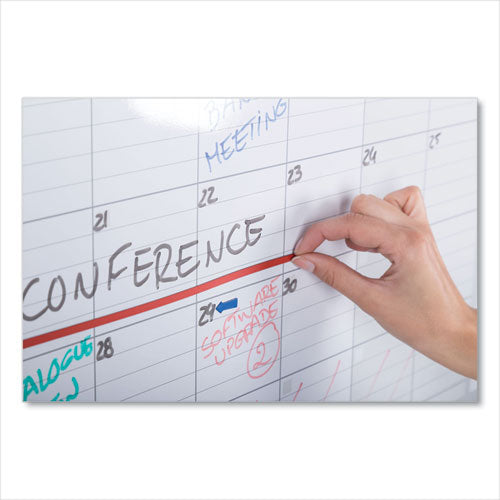 Image of MasterVision® Magnetic Dry Erase Calendar Board, Monthly Planning/Scheduling, 48" x 36", White Surface, Satin Aluminum Frame