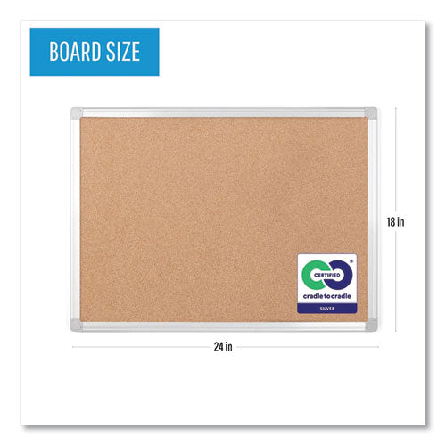 Image of MasterVision® Earth Cork Board, 24" x 18", Tan Surface, Satin Aluminum Frame
