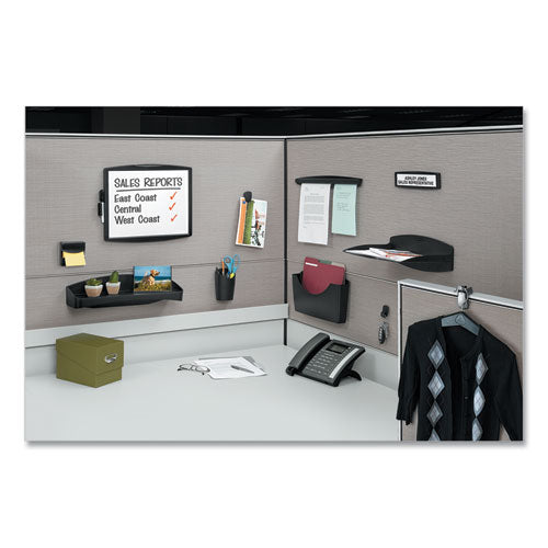 Image of Fellowes® Plastic Partition Additions Nameplate, 9 x 0.75 x 2.5, Fabric Panel Mount, Dark Graphite
