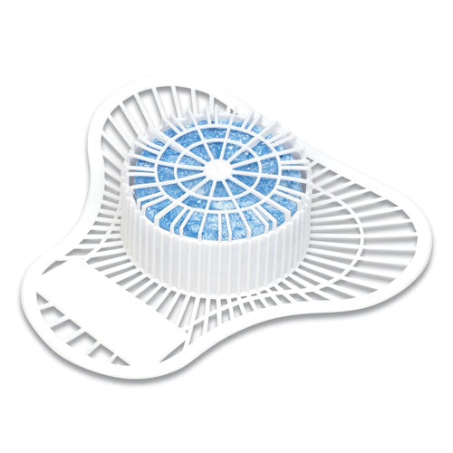 Image of Big D Industries Extra Duty Urinal Screen With Non-Para Block, Evergreen With Enzymes Scent, White, Dozen