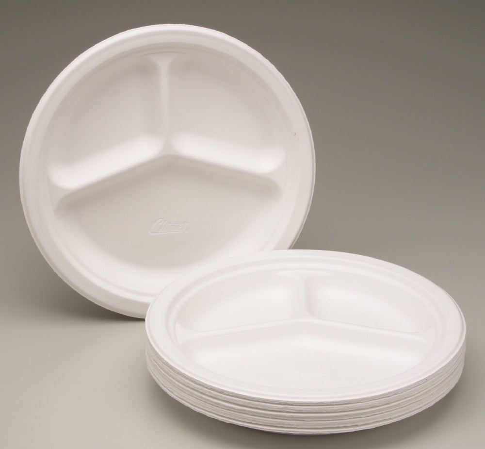 Image of Paper Plate, 3 Compartment, 10-1/4" Diameter, 7/8" Deep