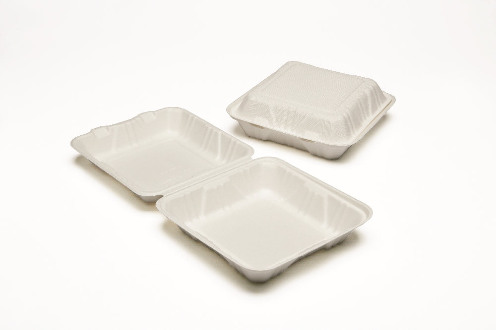 Image of Skilcraft Clamshell Hinged Lid To Go Food Containers, 9" x 9" x 3"