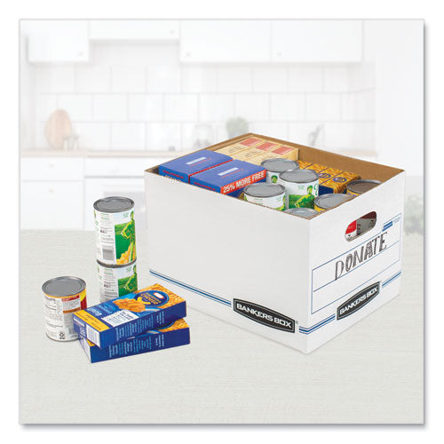 Image of Bankers Box® Easylift Basic-Duty Strength Storage Boxes, Letter Files, 12.75" X 13.25" X 10.5", White/blue, 12/carton