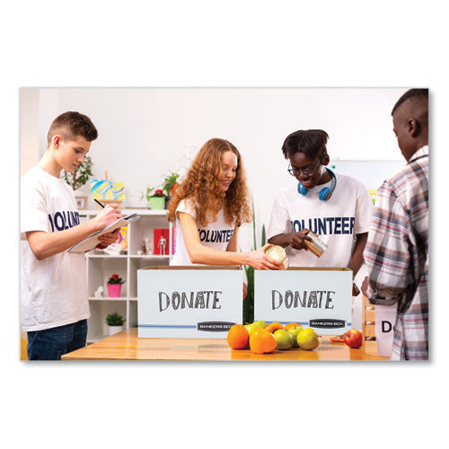 Image of Bankers Box® Easylift Basic-Duty Strength Storage Boxes, Letter Files, 12.75" X 13.25" X 10.5", White/blue, 12/carton