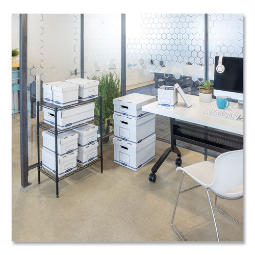 Image of Bankers Box® Organizer Storage Boxes, X-Large, 12.75" X 16.5" X 10.5", White/blue, 12/carton