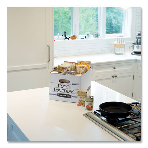 Image of Bankers Box® Easylift Basic-Duty Strength Storage Boxes, Letter Files, 12.75" X 13.25" X 10.5", White/blue, 12/carton