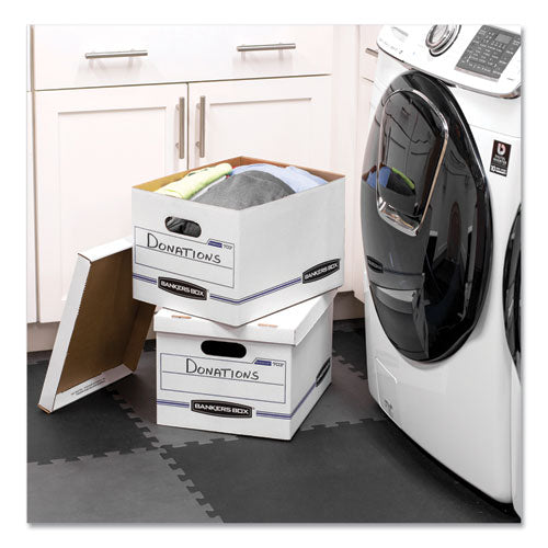 Image of Bankers Box® Easylift Basic-Duty Strength Storage Boxes, Letter Files, 12.75" X 13.25" X 10.5", White/blue, 12/carton