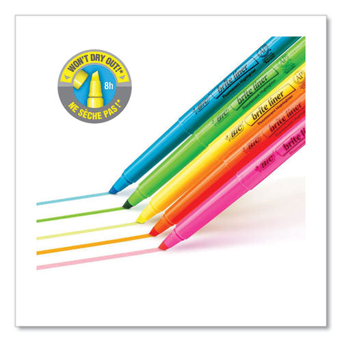 Image of BIC® Brite Liner Highlighter, Fluorescent Yellow Ink, Chisel Tip, Yellow/black Barrel, Dozen