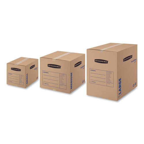 Image of Bankers Box® SmoothMove Basic Moving Boxes, Regular Slotted Container (RSC), Small, 12" x 16" x 12", Brown/Blue, 25/Bundle