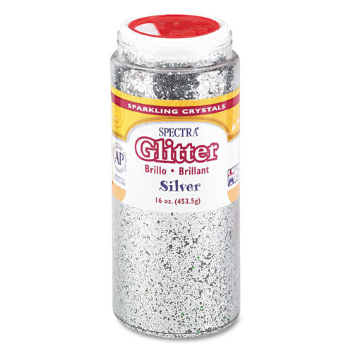 Image of Pacon® Spectra Glitter, 0.04 Hexagon Crystals, Silver, 16 Oz Shaker-Top Jar