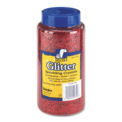 Image of Pacon® Spectra Glitter, 0.04 Hexagon Crystals, Red, 16 Oz Shaker-Top Jar